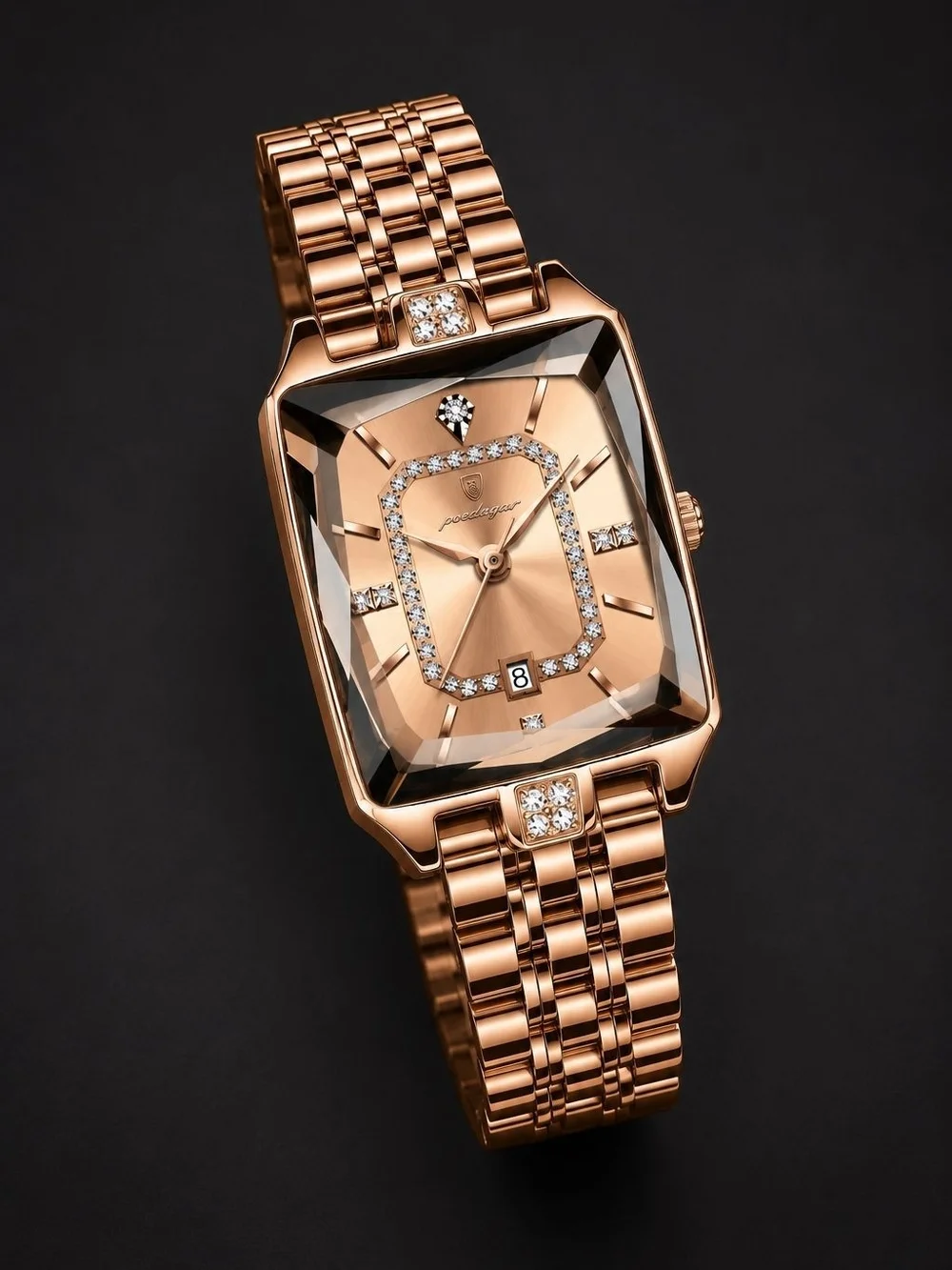 Women's Rose Gold Crystal Accent Bracelet Watch